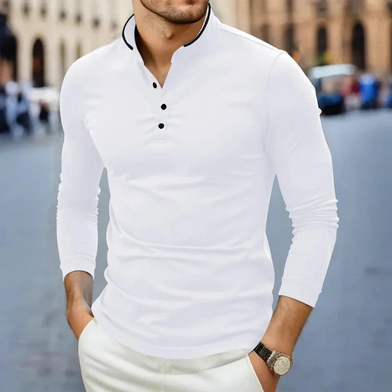 Camisa Manga Longa e Gola Padre Slim Urban